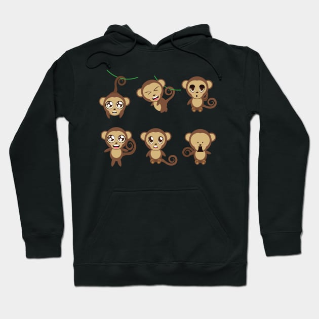 Happy monkeys Hoodie by AnnArtshock